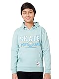 Alan Jones Clothing Boys Hoodies with Text Print | Casual Pullover Sweatshirt with Kangaroo Pocket | Age 4-15 Years (Turquoise_12-13 Years)