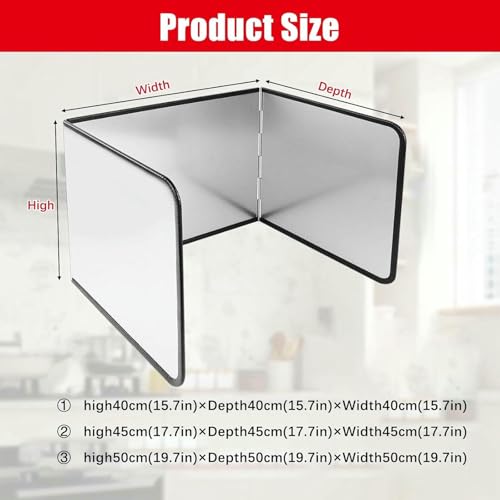 Protector de salpicaduras de acero inoxidable, diseño antiadherente de 3 lados para una protección eficaz de la grasa durante la cocción