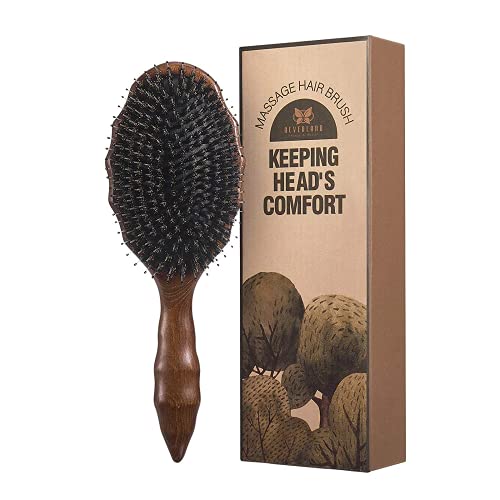 Boar Bristle Hair Brush, Neverland 100% Boar Brush for Thin and Curly Short Long Hair Wooden Handle Design for Women Man Natural Boar Brush Daily Brush Enhance Shine