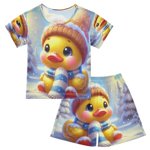 Duck Snow Winter Pajama Set Short Sleeve Summer Pajamas Sleepwear Nightwear Set Cotton 5Y