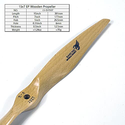 Hélice de madera eléctrica 15x7 CCW para avión radiocontrol pack de 2 3