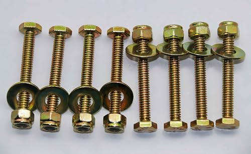 Image of 1 /4 inch x 2 inch Hex Head Bolt by Color Galvanization with Nylon Lock nut and Large Size Washer Assortment Kit,Alloy Steel,Grade 5.(8pcs Pack),by Metalsuberg