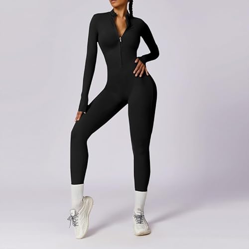 Litthing Mono de Yoga Mujer Ropa Deportiva con Cremallera Manga Larga Traje Una Pieza Jumpsuit Sexy Elásticos Body Overol Traje Gimnasio Entrenamiento Fitness Running - imagen 4