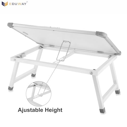 Image of Eduway Multipurpose White Board Study Laptop Table for Student | with Adjustable Height Bed Table for Kids | Portable Laptop Table for Home, Office & Presentation | Include with 1 Marker & 1 Duster