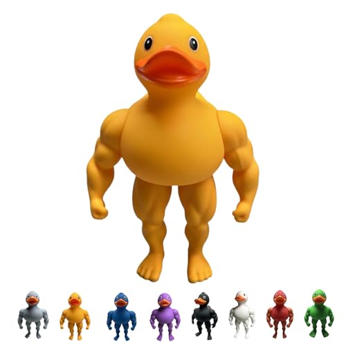 Pato Musculoso: El Compañero de Gimnasio del Mundo de Los Patos. Divertida Figura de Pato Musculoso para Decoración del Hogar. Objeto Coleccionable de Escritorio con Temática de Gimnasio.(Yellow)
