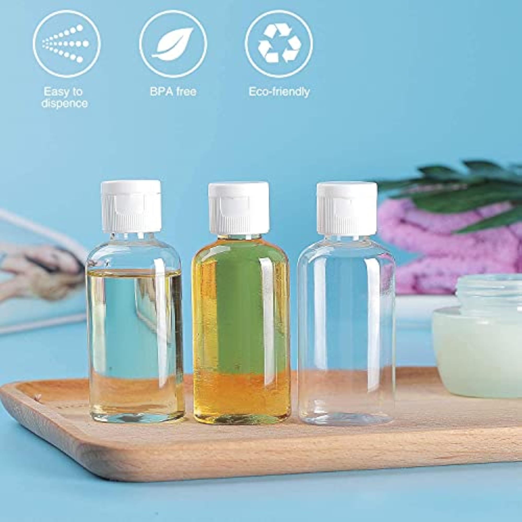 24pcs 30ml Empty Clear Plastic Bottles, Travel Size Containers