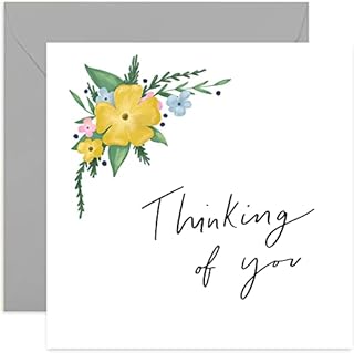 Old English Co. Flowers Thinking of You Card - Simple Neutral Floral Get Well Card | Sympathy, Sorry, Condolences | Suitable for Men and Women | Blank Inside & Envelope Included