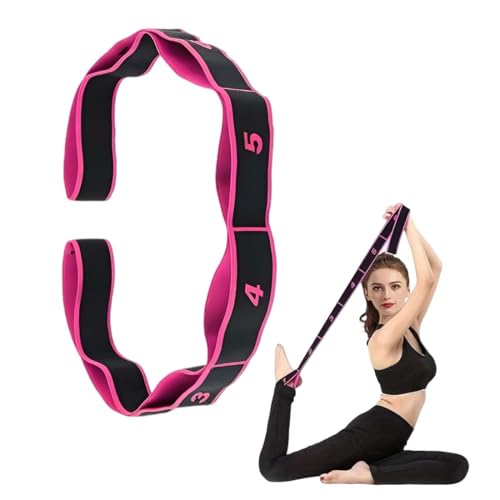 LACHT 1 pieza Bandas elásticas de resistencia para yoga con 8 bucles, correas de pilates, fascia, entrenamiento de fuerza, estiramiento corporal, ballet, baile, fitness