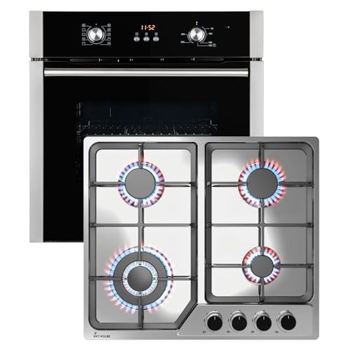 KKT KOLBE Set horno 60cm BO8805SS y placa gas 58 cm inox G604ED | 4 fuegos wok | grill y aire caliente | timer automático | doble cristal, bloqueo niños | SET8805G604ED