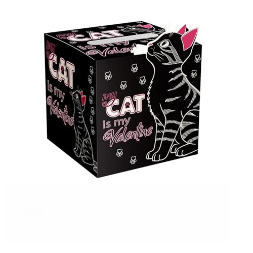 ysmile Valentine Box for Kids with Exchange Card, Mailbox for Class Party Favor - Black Cat