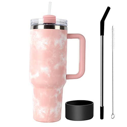 40 oz Tumbler with Handle and Straw Lid,Stainless Steel Travel Mug Water Bottle Cup,Reusable Insulated Vacuum splashproof Cup,for Car,Home,Office,Gifts
