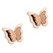 WDSHOW 18k Rose Gold Plated Frosted Stainless Steel Butterfly Stud Earrings for Women