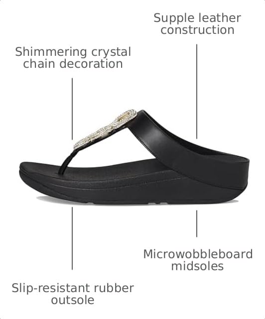 Image of FitFlop Women's Fino Crystal-Chain Leather Toe-Post Sandal