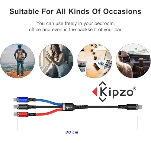 Image of TYPE C 30cm mini short multi 3 in 1 charging cable super Dash Warp PD 65w fast car charger power bank cord Type c Micro iOS Android galaxy with mobile tablet adapter (ONLY TYPE-C DATA Transfer)