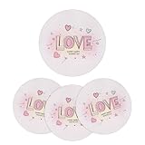Mexpekil Runde Tischsets mit Valentins-Liebeszitat, rutschfest, hitzebeständig, gewebte Tischsets für Esstisch, waschbare Küchentischsets, moderne Dekoration für Hochzeit, Weihnachten, 4 Stück