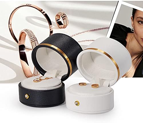 Oirlv Leather Ring Box Engagement Proposal Wedding Ring Gift Box Multifunctional Jewelry Boxes Earring Necklace Gift Box (White)