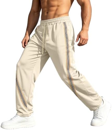 fovdtaa Jogginghose Herren Sweatpants Jogger Hose Training Fitness Hose mit geradem Bein Streifen Lange Sport Elastische Taille