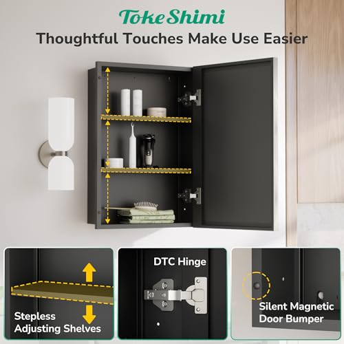 Image of TokeShimi 24 x 30 in Bathroom Mirrored Medicine Cabinet, Fully Assembled