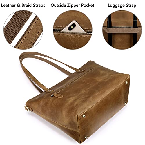S-Zone Women Genuine Leather Tote Bag Shoulder Handbag Bundle With Crossbody Bucket Purse #TOP6