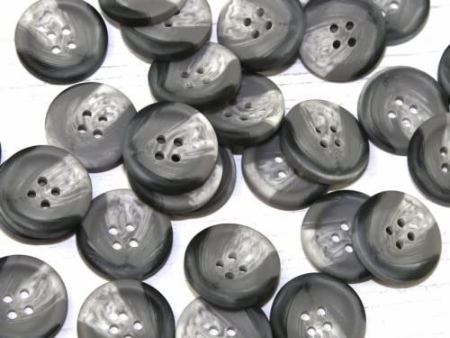 Lot De 6 Boutons Noirs Et Gris Marbrés Ronds 3cm - Occasion Comme Neuf