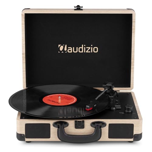 Audizio RP116LW Tocadiscos Retro con Bluetooth In/out, USB para MP3, Altavoz Integrado y 3 Velocidades – Maletín Reproductor de Vinilo en Acabado Madera Clara Ideal para Música, Estilo Vintage - imagen 4