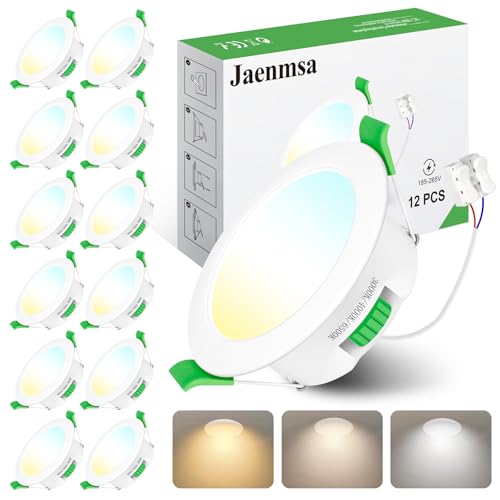 Jaenmsa Faretti LED da Incasso per Cartongesso 7W 230V, Foro Ø 65-75mm Faretti Incasso Cartongesso Ip44, Dimmerabile, Luce Calda 3000K Luce Neutra 4000K Luce Freddo 6500K, Set di 12