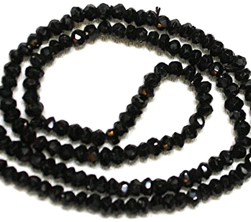 Spinelle noire facettée LKBEADS, perles rondelles de 3,25-3,5mm pour création de bijoux de 20cm.