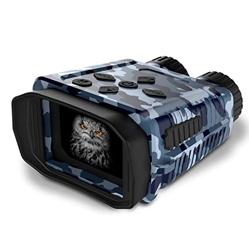 Prismaticos Vision Nocturna,7 Grados Infrarrojos Digitales Binoculares Visión Nocturna Militar 300M Rango para la Caza,Zoom 8X para Dia y Noche Video HD 1280x960 Foto,2,4" LCD TFT con 32GB Cover
