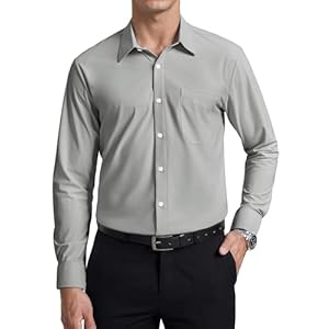 Enlision Men’s Long Sleeve Dress Shirt Stretch Non Iron Button Down Wrinkle Free Regular Fit Business Formal Shirts with Pocket