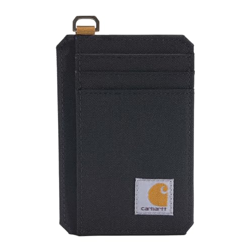 Carhartt Mens 700D Nylon Duck Wallets, RFID-Blocking W/Trifold and Front Pocket Options, Black (Front Pocket)