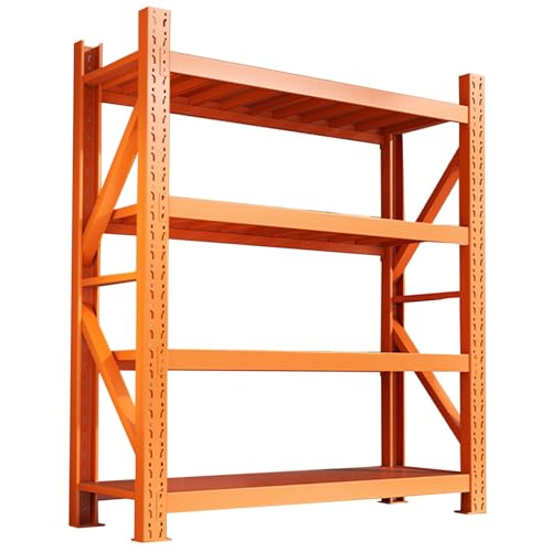 Estantería de metal de 4 niveles, estante de almacenamiento ajustable resistente para garaje, sótano, almacén, taller, fácil montaje sin tornillos