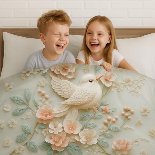 Image of King Size 7D Digital Print Bedsheet - 350 TC Cotton, Kids Friendly Design, Soft & Breathable 180 GSM Fabric, Machine Washable, Gift-Ready Packaging. (108x108 Inches). (Bird)