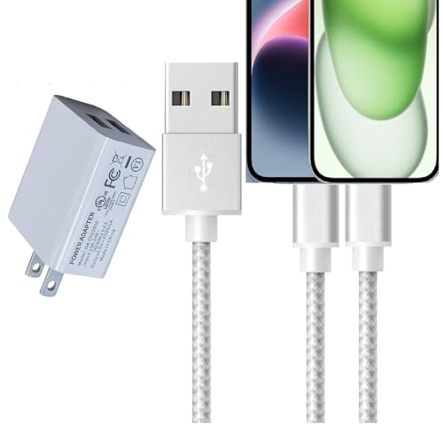 i.Phone Charger,Walll Charger with 2pack 5ft Fast Charging Cable[MFi Certified] Lightening Cable Nylon Braided Charger for i.Phone 14/13/12/11 Pro Max/11/Xs Max/XR/X,8,7,6 PLUS,i.Pad white