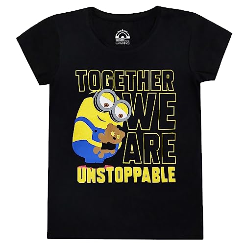 Image of Kidsville Minion 2 Printed Regular Fit Black Cotton Girl's T-Shirt
