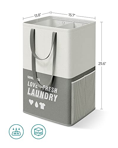 Songmics Laundry Baskets, Laundry Hamper With 2 Compartments, 23.8 Gallon (90L) Set Of 2 Collapsible Water-Repellent Clothes Hampers, Tall Laundry Bag For Bedroom Bathroom, Dark Gray Ulcb209G22 #TOP5