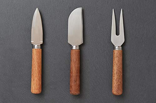 Ironwood Gourmet Facas de queijo de aço inoxidável com cabo de madeira de acácia, conjunto de 3, mar