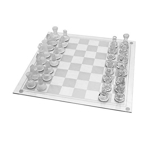 Chess Set: 32 Pieces Glass Frosted Traditional Chess Game for 2 Players, Age 8+