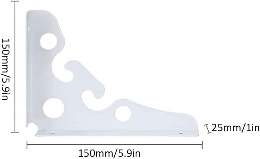 Zanotva 2pcs Shelf Brackets, Creative Wall Floating Metal Iron Triangle Shelf Brackets, Wall Mounted Floral Shelf Brackets with Matching Screw and Anchors(150x150mm/5.9x5.9in)