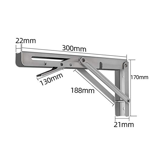 HJW Praktische opbergrek roestvrij staal lange handgreep driehoek beugel verstelbare wandplank opvouwbare steun plank geschikt voor boek plank keuken plank woonkamer display 2 stks 1Huiyang-01020,300 mm - Image 8