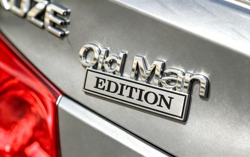 Image of 3D Old Man Edition Chrome Emblems Badges Sticker Car Vehicle, Truck, Motorcycle, RV, Scooter, SUV, Door, Window, Room, Wall and More Decoration (Silver Edition)
