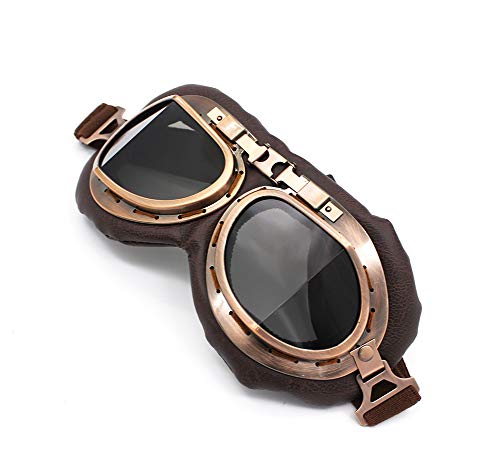 Nuoxinus Motorcycle Goggles, Vintage Aviator Pilot Style Motocross Bike Cruiser Scooter Goggle, Anti Uv Anti-Scratch Dustproof For Cycling Riding Climbing Fishing (Smoke Lens) #TOP2