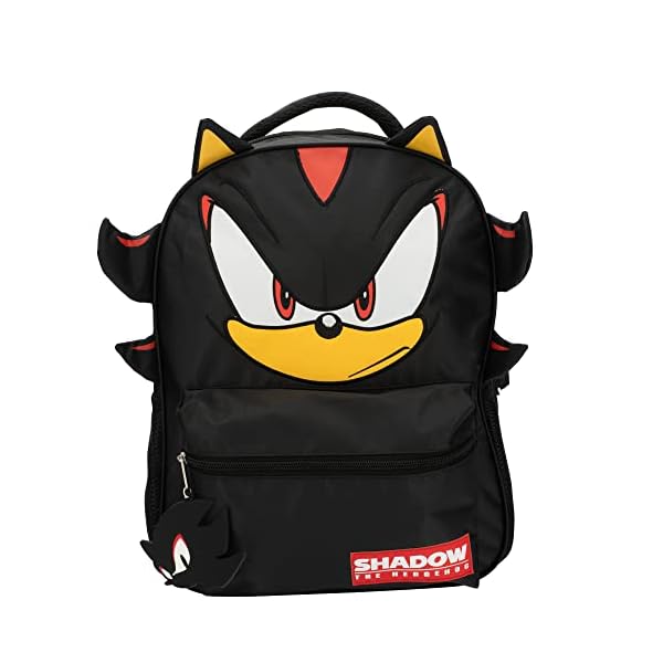 AI ACCESSORY INNOVATIONS Sonic The Hedgehog Backpack for Boys & Girls, Shadow 16 Inch Schoolbag with 3D Features, Durable School Bag for Kids