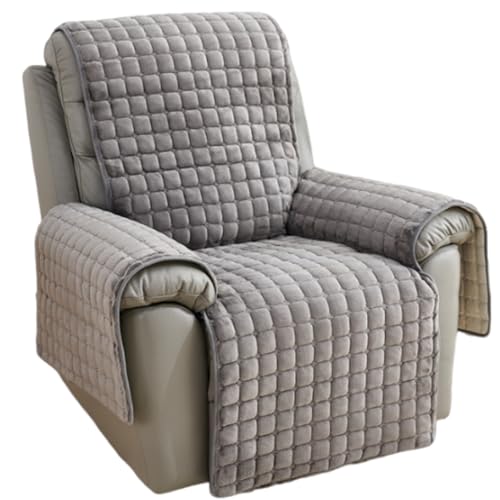 Silla individual acolchada con funda de felpa premium gris protector de sofá 6