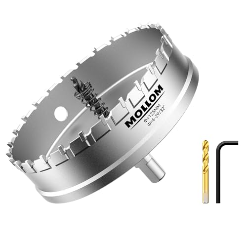 Mollom 4-29/32" (125mm) Heavy Duty Carbide Hole Saw with 2 Pilot Bits