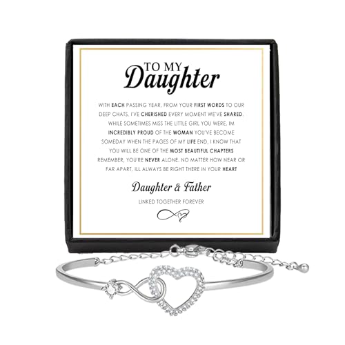 Image of To My Daughter Bracelet From Mom And Dad With Heartfelt Message & Elegant Box, Valentines Gifts For Daughter, Jewelry Gift For Daughter From Mother and Father On Birthday, Graduation