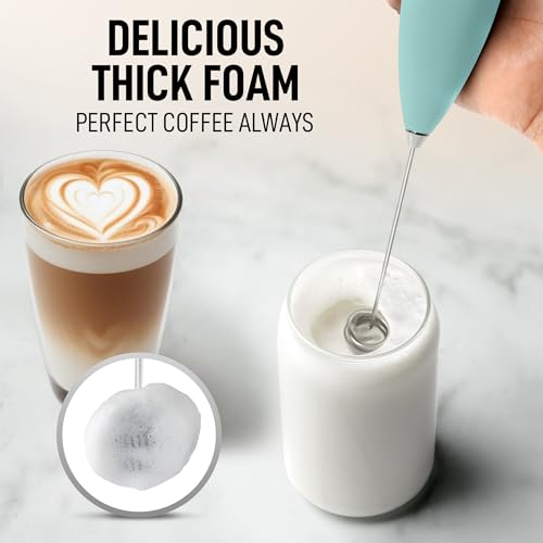 Image of Zulay Kitchen Powerful Milk Frother Wand With Duracell Batteries - Ultra Fast Handheld Drink Mixer - Electric Whisk Foam Maker for Coffee, Lattes, Cappuccino & Matcha - Double Whisk - Fresh Mint