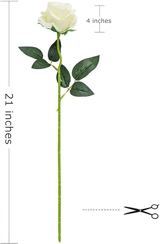 Miniatura 3 de Laelfe 12 rosas artificiales de seda de tallo largo para decoración del hogar, boda, baño, cocina