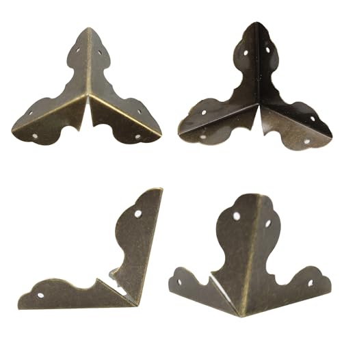 Image of 24PCS 1.3 inch Metal Box Corner Protector, Bronze Triangle Edge Decorative Case Corner Edge Guard Protector Metal Cabinet Table Edge Cover