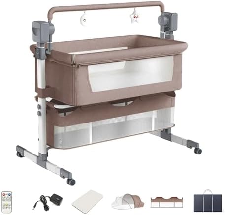 Electric Bluetooth Smart Crib, Next to Me Baby Bedside Crib for N...