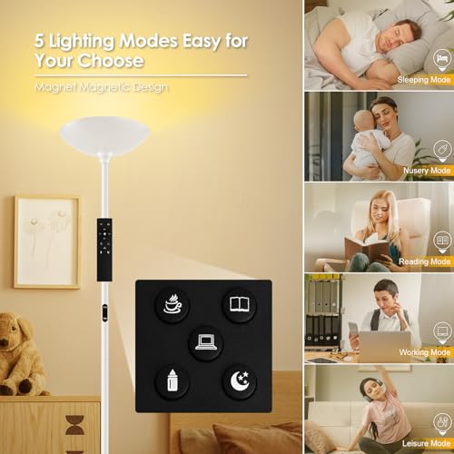Bricosmocon F0514 Stepless Dimmable Floor Lamp,30W 3000Lm Super Bright Led Torchiere Floor Lamps thumb #4